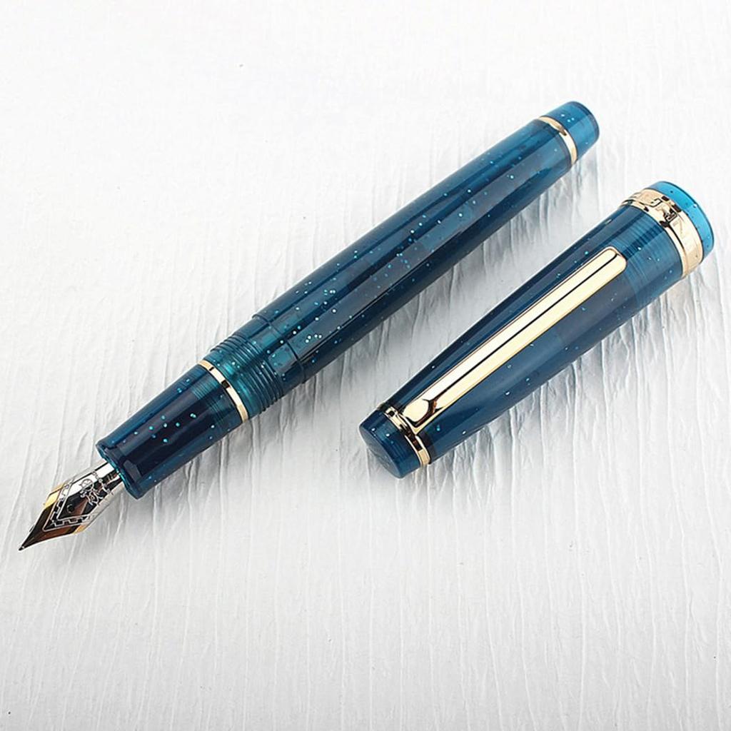 Перьевые ручки Ranvi Jinhao 82 (3 ручки) - Прозрачный, Флуоресцентный, Белый, Красный, Зеленый, Акрил, Иридий, Тонкое перо, Золотая отделка, Набор с конвертером