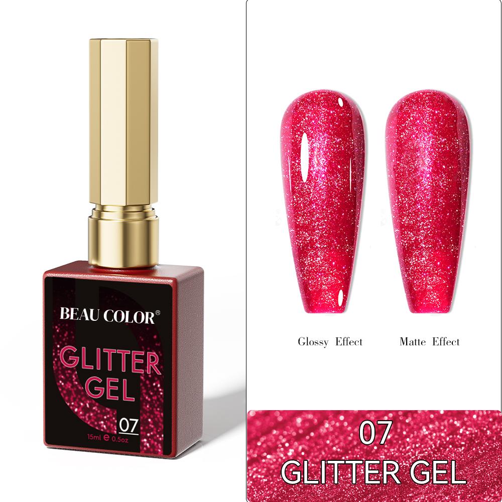 BEAU COLOR 1 шт. 15 мл 8 цветов светоотражающий блестящий гель-лак коллекция УФ/светодиодный Рождественский блестящий цветной гель для дизайна ногтей маникюр своими руками