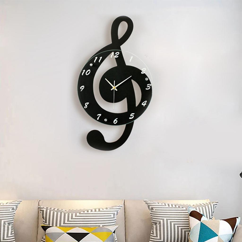 Innovative Musical Note Electronic Wall Clock Fashionable Silent Quartz Clock for Children Room