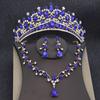 Элегантные фиолетовые тиары и наборы свадебных украшений для женщин, свадебная корона, чокер, серьги, аксессуар для вечеринки