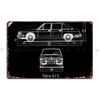 Tatra 613 Blueprint 1974 Metal Plaque Poster Garage Club Designing Designing Pub Pub Tin Sign Poster
