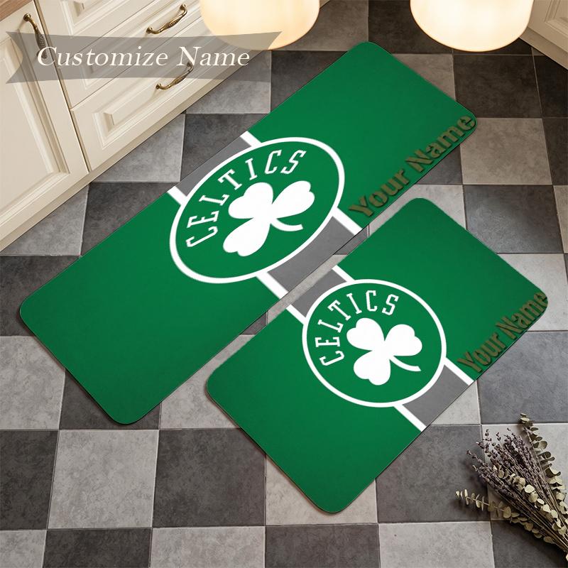 Boston Celtics (5) Custom Name Flannel Mat Anti-Slip Kitchen Floor Rug for Home Kitchen Decor Gift