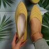 Pointed Toe Flat Shoes Women Solid Color Knitted Slip On Shoes Casual Breathable Ballet Flats Women Loafers Comfort Ladies Shoes