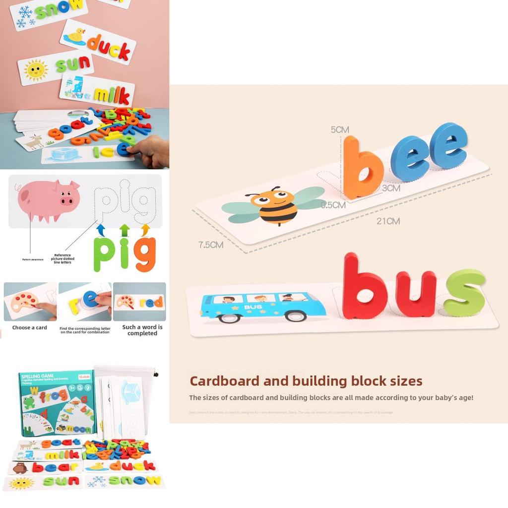 Деревянный пазл с алфавитом для детей, развивающая игрушка с составлением слов для дошкольного обучения