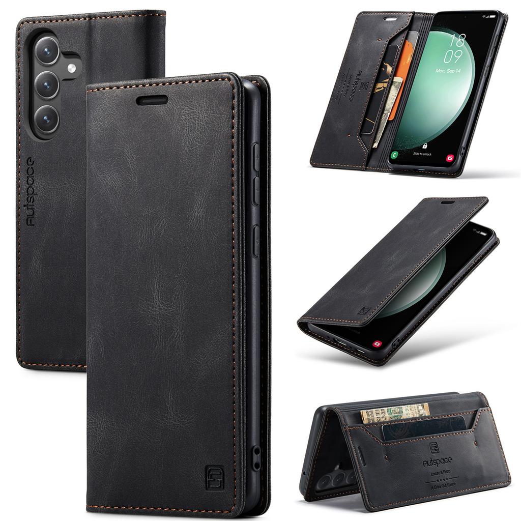 Premium Vintage Leather Wallet Case for Samsung Galaxy S25 - Flip Cover with Card Slots, Shockproof Retro Style (4 Colors)