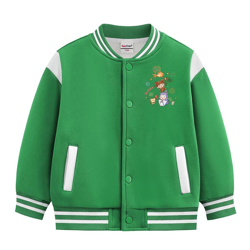 Kids' Versatile Baseball Jacket: Stylish Medium-Thick Outerwear for Boys and Girls - Medium to Large Sizes for Spring, Autumn, Winter