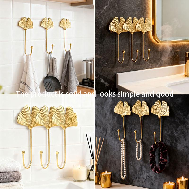 Modern Eco-Friendly Iron Leaf Shape Kitchen Hooks-6-Piece Multi-Purpose Coat & Tool Hanger for Bathroom Door Wall Wardrobe