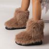 Модные зимние женские пушистые искусственные плюшевые теплые роскошные туфли женские меховые сапоги модная зимняя обувь