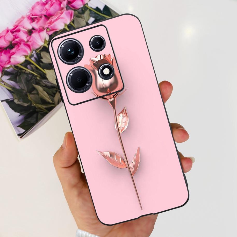 For Infinix Note 30i Case Stylish Flower Black TPU Shockproof Bumper For Infinix Note 30 Pro X678B Phone Cover Note 30 5G Fundas