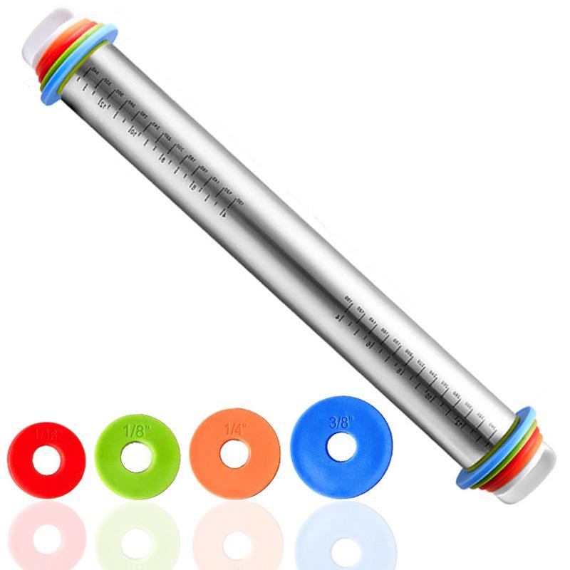 Регулируемая скалка из нержавеющей стали со шкалой для выпечки