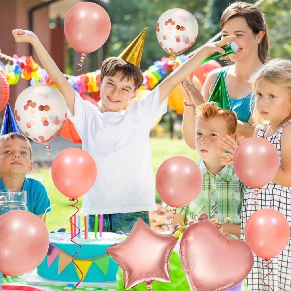 Розовое золото С днем рождения Звезда Сердце Украшения Набор конфетти Гелиевые шары Точки Мальчик Девочки Церемония Юбилей