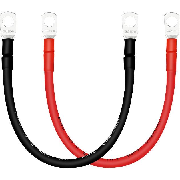 4 AWG Battery Cables with 3/8 inch Copper Terminals(2PCS 1FT)