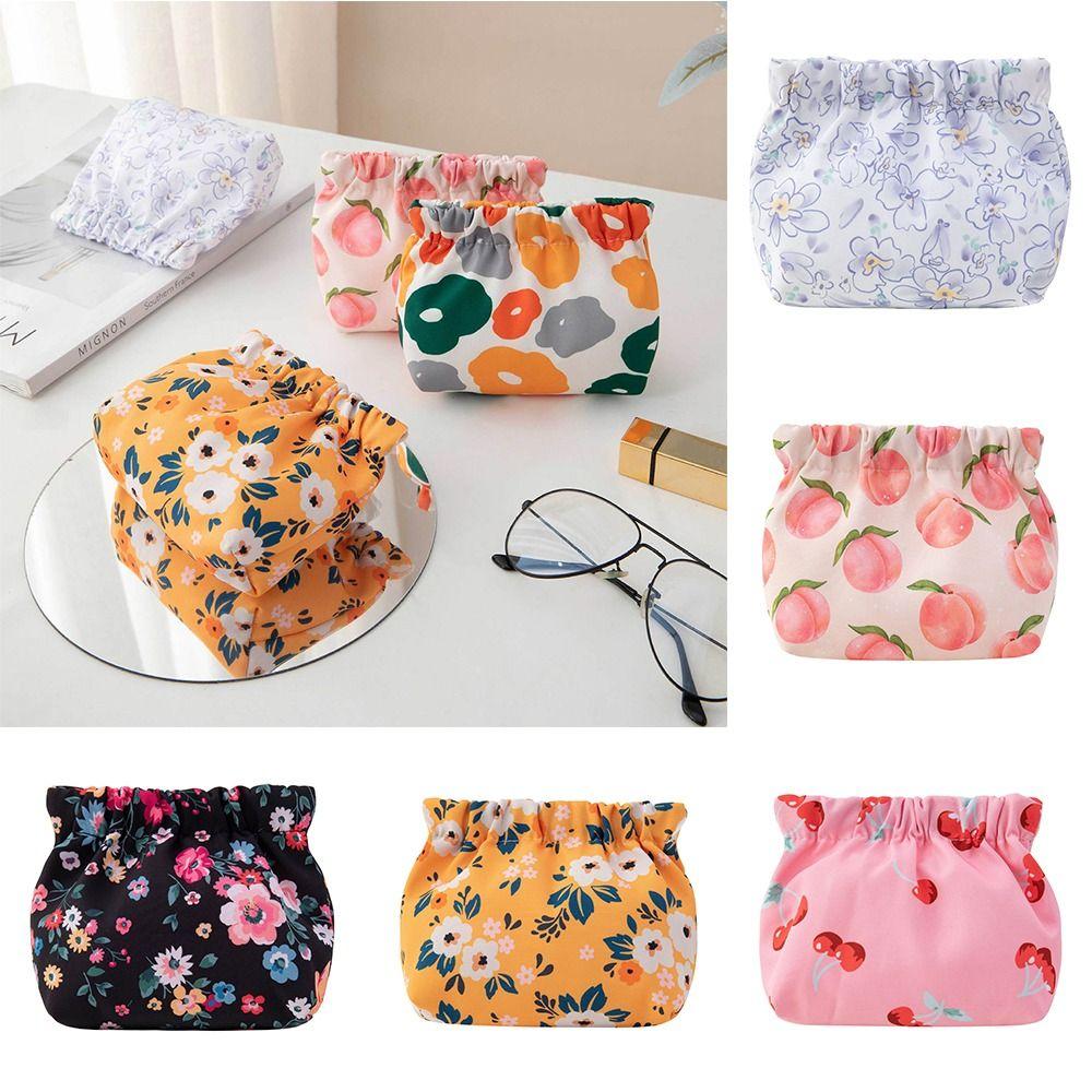 Peach Cosmetic Bag Cherry Leaf Spring Bag Sanitary Napkin Storage Bag Printing Coin Purse Women