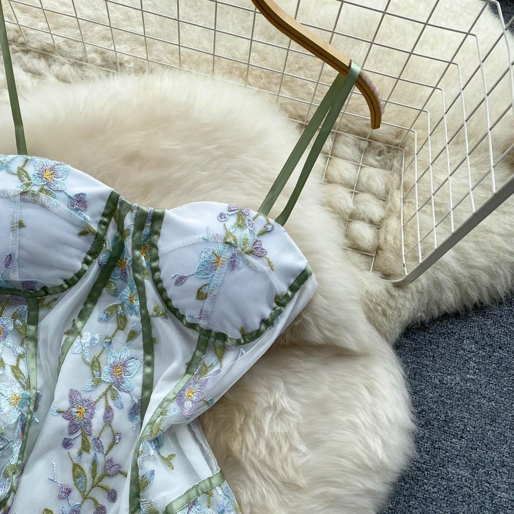 Женское новое летнее модное сексуальное платье на тонких бретельках для банкета, вечерние платья, роскошное сетчатое платье с вышивкой и цветком, пляжные праздничные платья