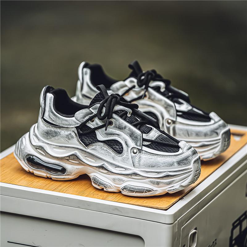 Breathable Men Running Shoes High Elasticity Air Cushion Gym Trainers Outdoor Sport Shoes Thick Sole Platform Jogging Sneakers