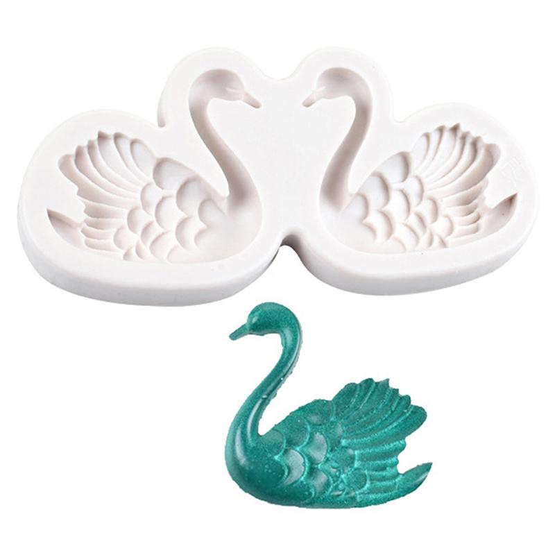 Silicone Couple Swan Mold Fondant Cake Decoration Mould Soap Molds