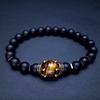 Men's Frosted Tiger Eye Stone Crown Bracelet – Fashionable European & American Beaded Jewelry