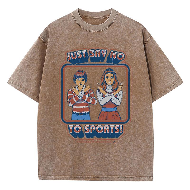 Просто скажи «нет» спорту, забавный принт, женская футболка с потертостями, уличная хип-хоп одежда, модная свободная футболка с потертостями