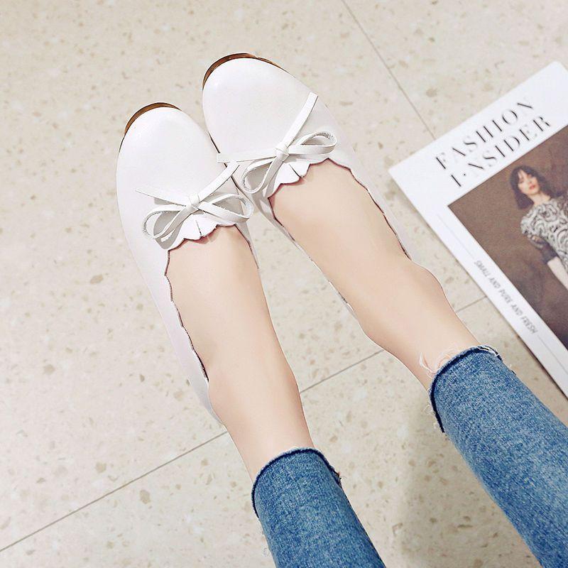 Женские туфли-лодочки на плоской подошве, весна, новые, с бантом-бабочкой, противоскользящие, удобные, повседневные, с мягкой подошвой