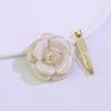 Scarf Button Camellia Shape Alloy Brooch with Glossy Glaze Sweaters Collars Hats Bags Coats Scarves Badge Outfit