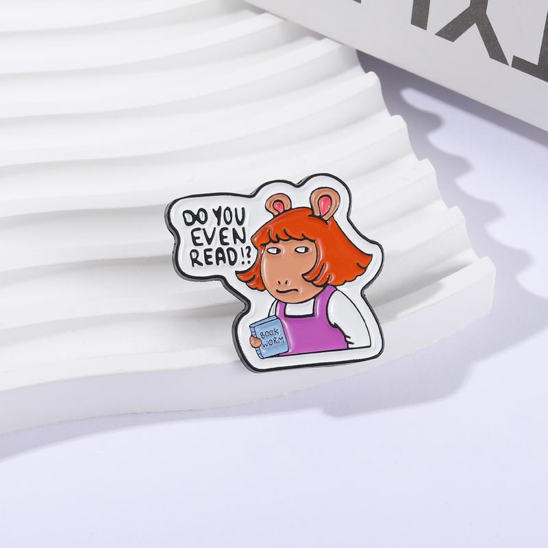 Do You Even Read? Enamel Pins Custom Cartoon TV Character Brooches Lapel Badges Bookworm Animal Jewelry Gift for Kids Friends