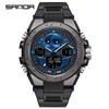 Sanda Men's Large Dial Multifunctional Waterproof Sports Watch with Alarm