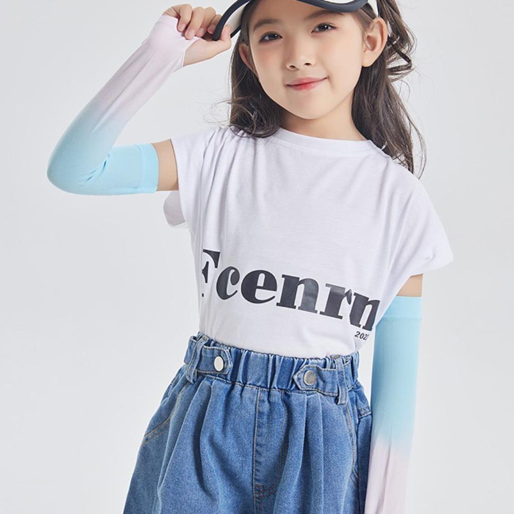 Spandex Gradient Color Sleeve Polyester Sun Protection Arm Cover Ice Silk Arm Sleeves  Kids