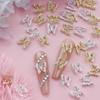20pcs Luxe Golden Silvery Hollow Butterfly Nail Charms Metallic Rhinestones Decoracion DIY Nail Art Supplies Korean Parts