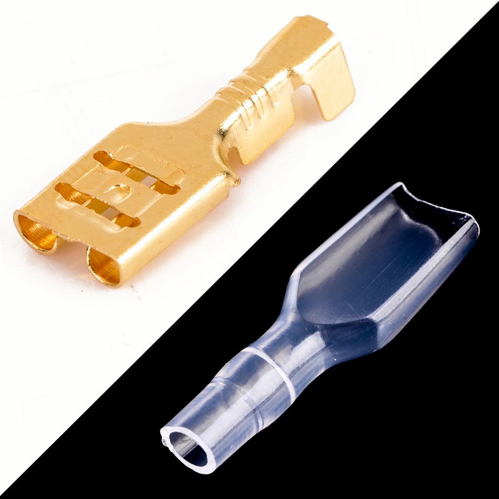 100 шт., 6,3 мм, латунные обжимные клеммы, гнездовые разъемы с изоляционной втулкой