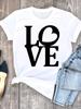 Summer Clothing Leopard Love Heart Sweet Fashion Women Tee T-shirts Casual Short Sleeve Regular Female Graphic T Shirt Clothes