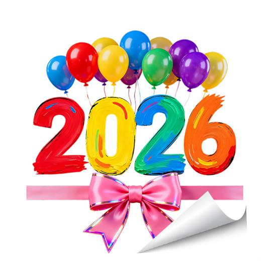 1/2 листа Наклейка на окно к Новому 2026 году Съемная Водонепроницаемая Статическая Наклейка на стекло С Новым годом Праздничное Фестивальное Украшение Декаль