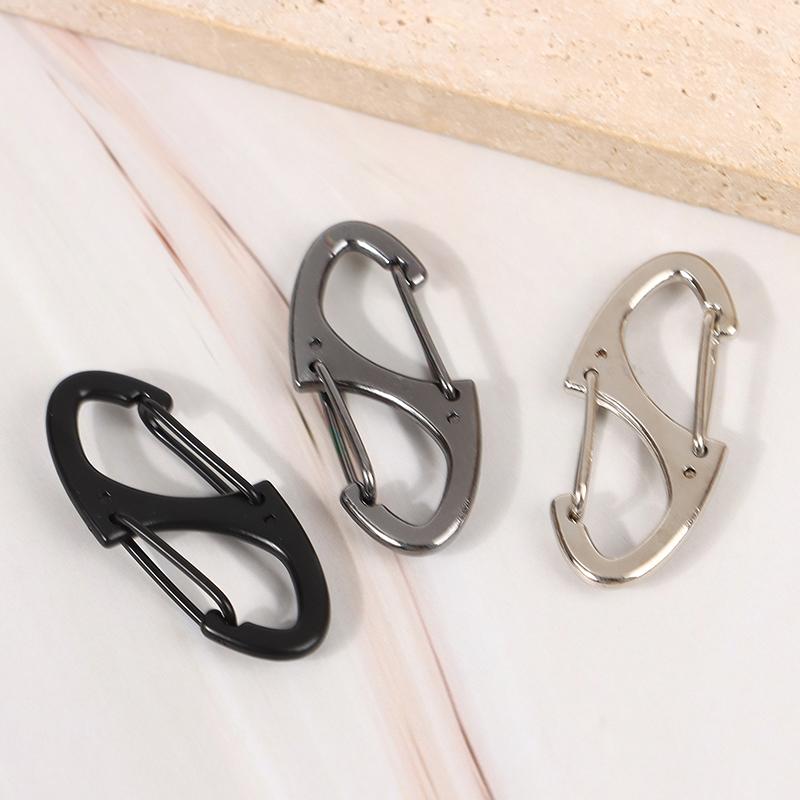 10Pcs Dual Spring S-Type Carabiner Mini Keychain Lock Hooks Anti-Theft Snap Hooks for Outdoor Camping Backpack Buckle Key-Lock T