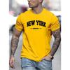 New York Print Men's Round Neck Short Sleeve Tee Fashion Slim Fit T-Shirt Top For Spring Summer Holiday