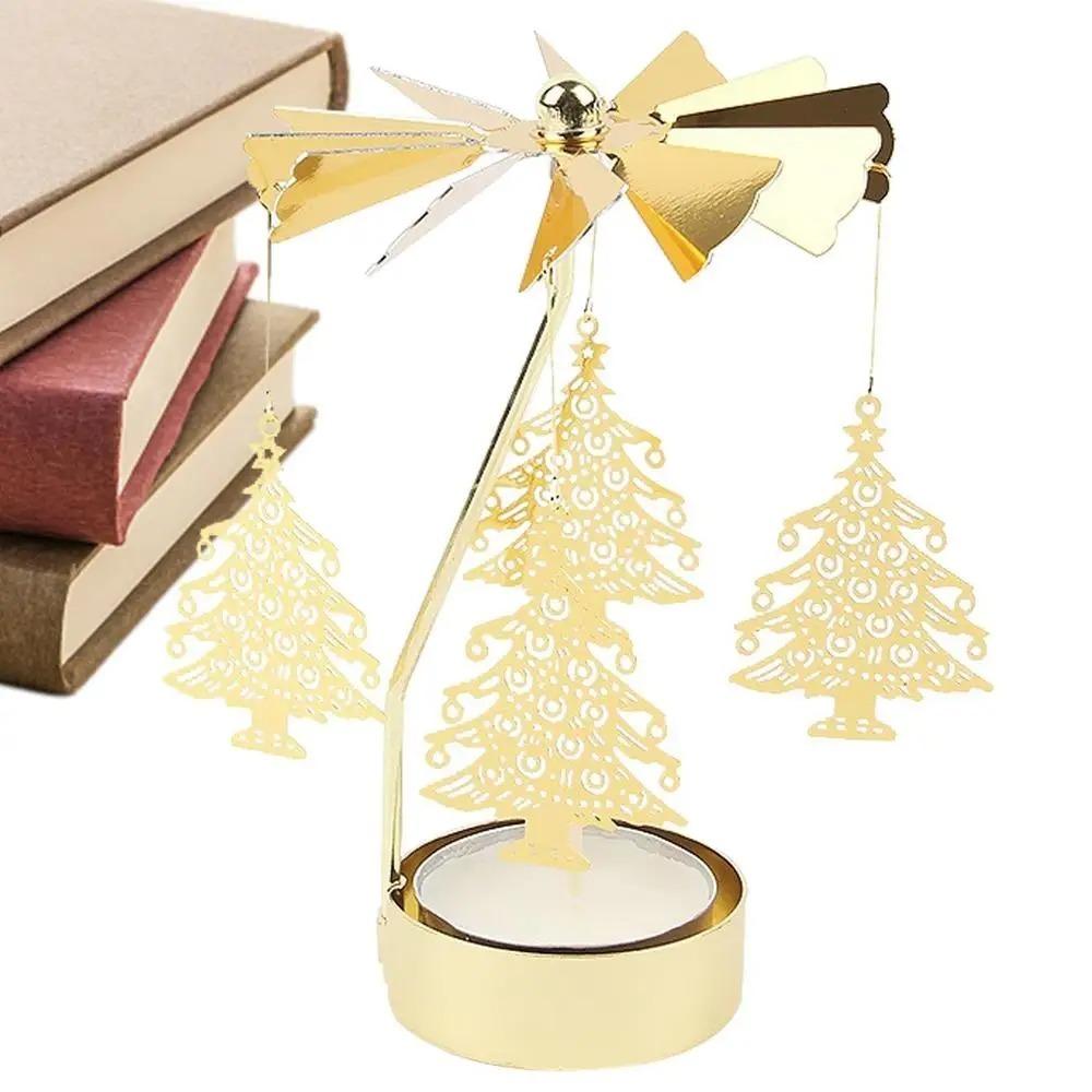 Hollow Metal Rotating Tea Light Holder Metal Rotating Candlesticks  Gift