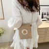 Cute Girl Flower Woven Bag Women's New Style Fashionable Small Fresh Small Square Bag Straw Woven Bag Crossbody Bag