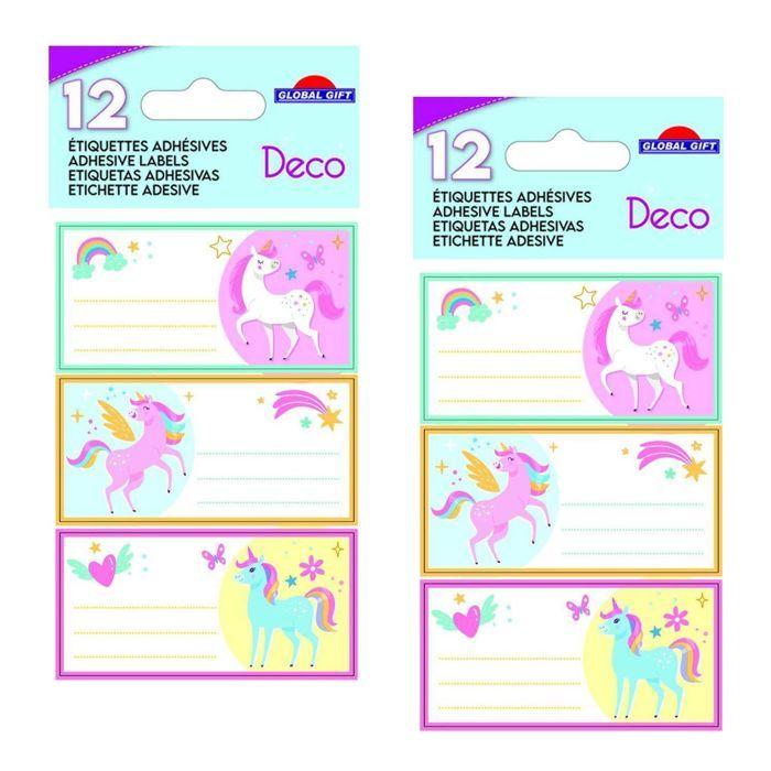24 School Adhesive Labels - Rectangle - Magical Unicorns
