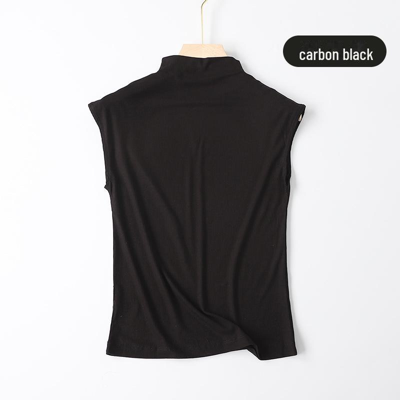 Женский жилет без рукавов с полуворотом из модала - стильный черный летний топ