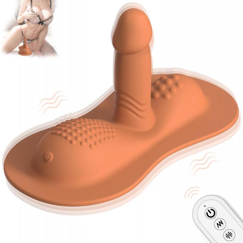 Double Stimulation Wearable Vibrator Silicone Suction Cup Dildo Seat Adult Sex Toy for Women