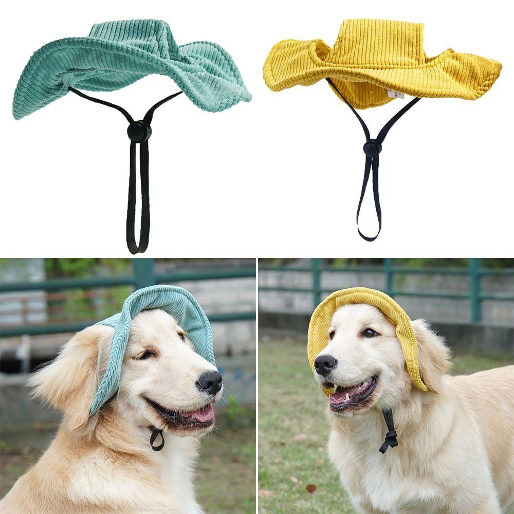 Adjustable Rope Pet Sunhats Ear Holes Cat Bucket Cap Casual Pet Fisherman Hat Travel