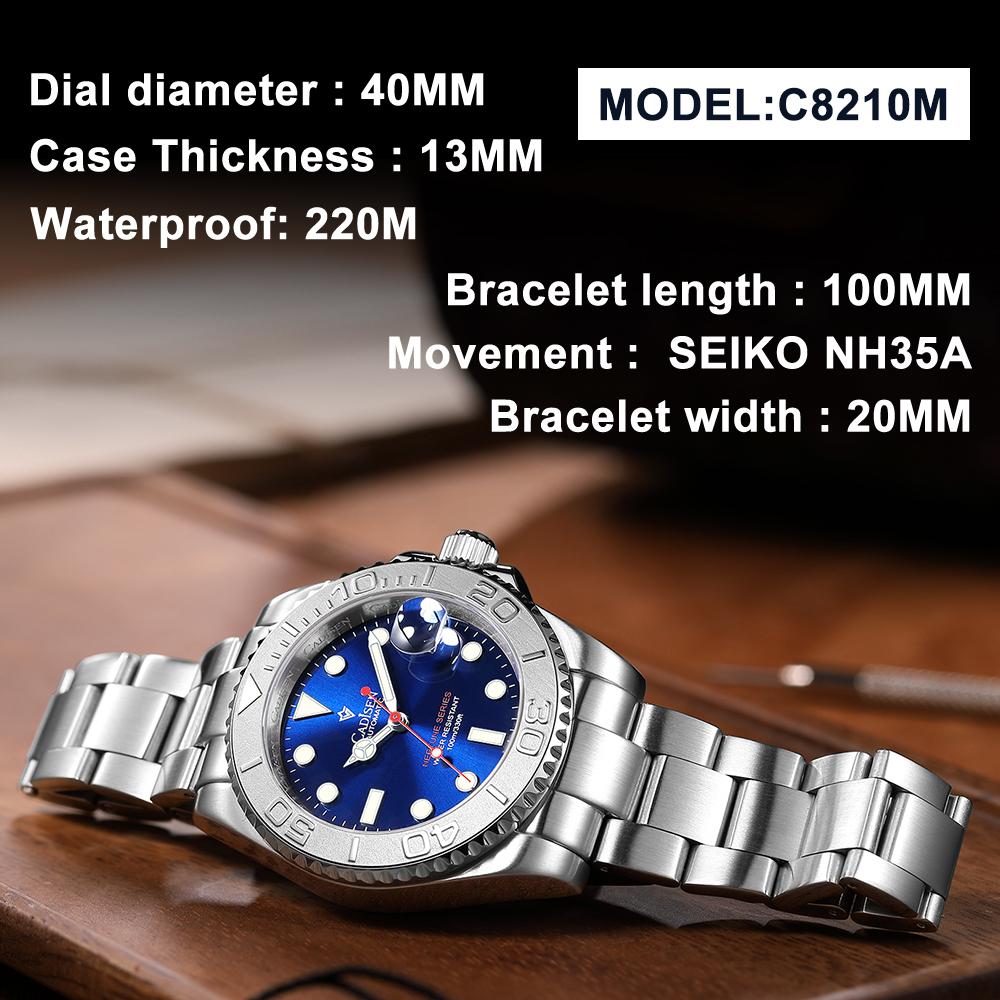 Cadisen 8210 New TOP Brand Luxury Men's Watch With Box Neptune Series Water Resistant 100m/330ft Automatic Men's Mechanical Watches