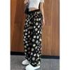 Ice Silk Wide-legged Pant Women's Summer High-waisted Drape Loose Lazy Ink Zen Straight Casual Sun Trousers