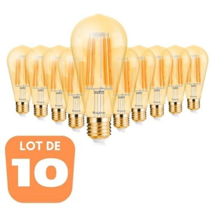 Lot de 10 ampoules LED ST64 filament 6W E27 2200K Dimmable