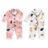 Baby Kids Boys Girls Solid Color Print Long Sleeve Pajamas+Long Sleepwear Pajamas