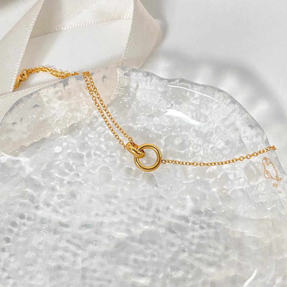 EManco Minimalist Stainless Steel Bracelet O-Chain with Geometric Ring Clasp Suitable for Daily Commute Jewelry
