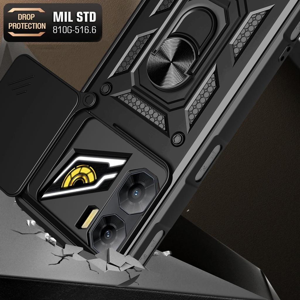 Чехол для ZTE nubia Neo 3 5G со сдвижной крышкой для камеры, из ПК + ТПУ, с подставкой, чехол для телефона