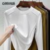 Autumn and Winter Women's Bottoming Shirt Brushed Fleece Long Sleeve Blouse Inner Bottoming Shirt Design Tops