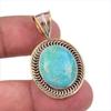 Natural Tibetan Turquoise Gemstone 925 Solid Silver Two Tone Pendant 1.50" a3B65