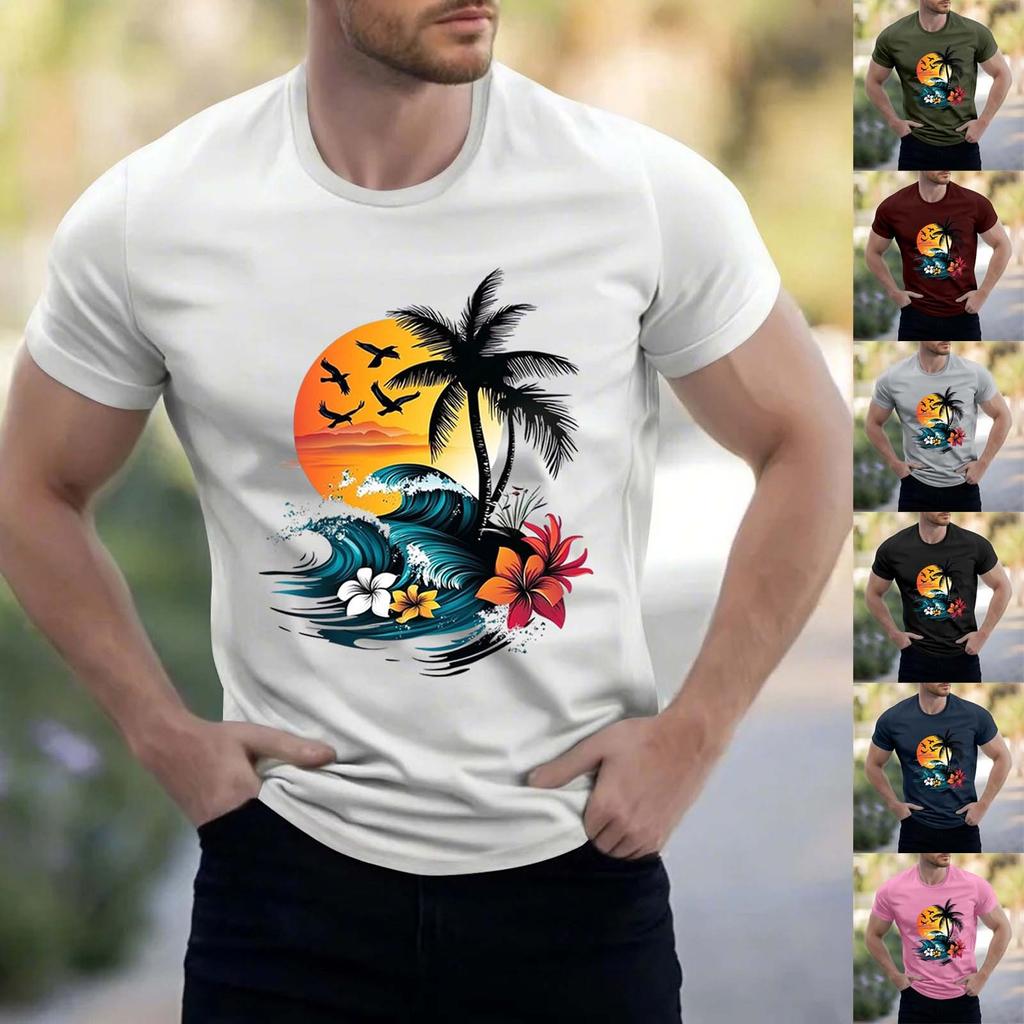 Men's Stand Collar Short Sleeve Shirt Loose Leisure Holiday Shirt Man