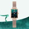 Brand Women Watches Fashion Square Ladies Quartz Watch Bracelet Set Green Dial Simple Rose Gold Mesh Luxury Women Watches
