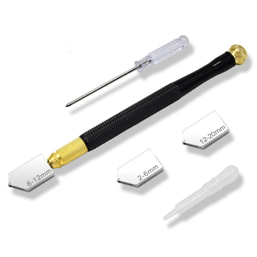 5PCS Pencil Style Glass Cutter Oil Feed Diamond Incisive Anti Slip Threaded Glass Cutter Tool Set